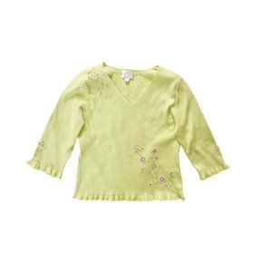 Christopher & Banks Pastel Green Sweater With floral Embroidery and Seedwork